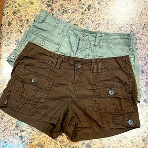American Rag 2 pairs of Shorts size 7 one pair green one pair brown